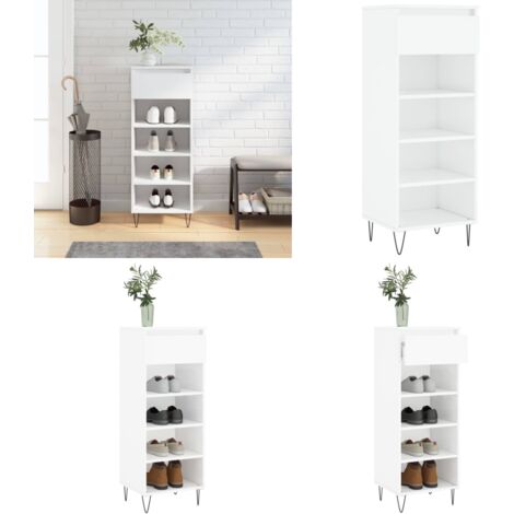 Schuhschrank Hochglanz-Weiß 40x36x105 cm Holzwerkstoff - Schuhschrank - Schrank - Garderobe - Aufbewahrung - Organisation - Home & Living