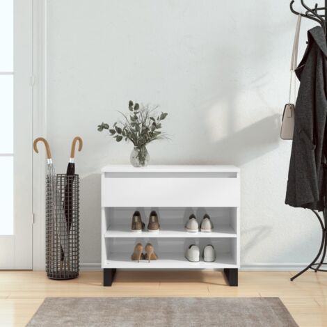 Schuhschrank Hochglanz Weiß 70x36x60 cm Holztechnik