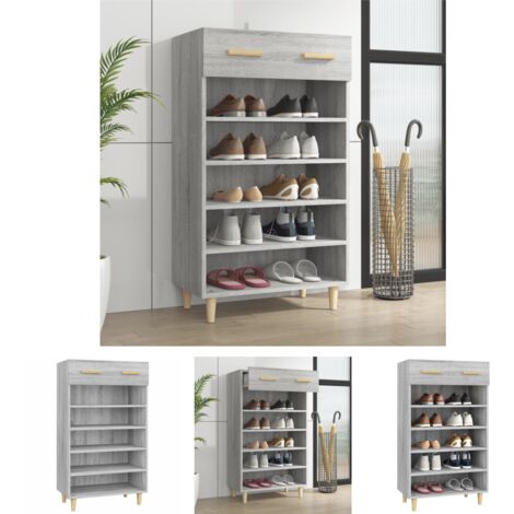 Schuhschrank Holz - vidaXL Schuhschrank Grau Sonoma 60x35x105 cm Holzwerkstoff - Schuhschrank Grau