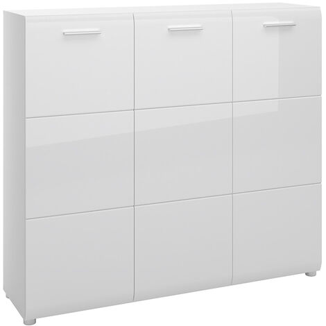 Schuhschrank Kommode 135 cm breit weiß Hochglanz MALABO-129