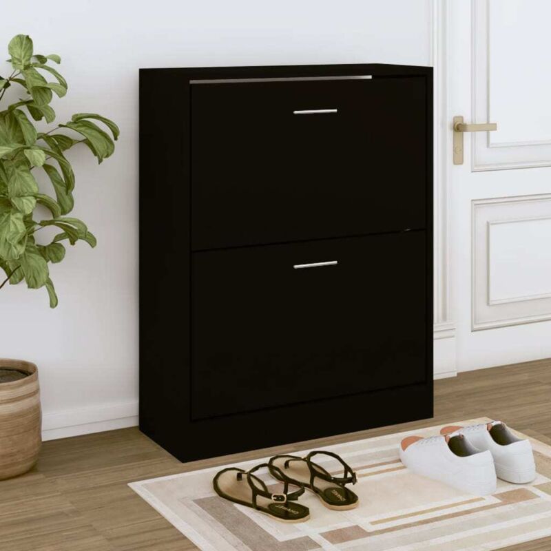 Schuhschrank Schwarz 63x24x81 Cm Holzwerkstoff - Vidaxl