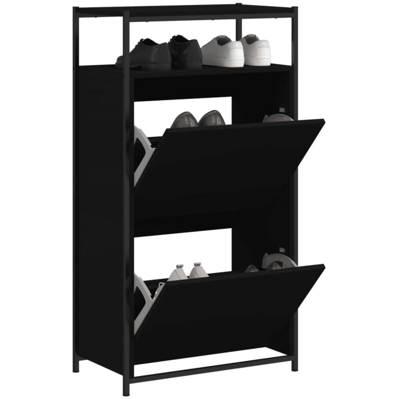 Schuhschrank Schwarz 60x34x112 Cm Holzwerkstoff - Vidaxl