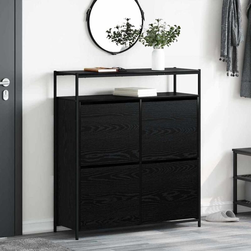 Vidaxl - Schuhschrank Schwarze Eiche 100 X 34 X 112 Cm Holzwerkstoff