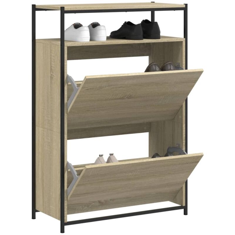 Schuhschrank Sonoma-eiche 75x34x112 Cm Holzwerkstoff - Vidaxl