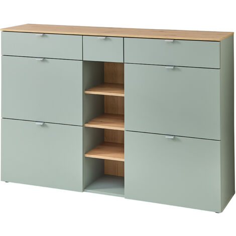Schuhschrank mit 4 Klappen grün matt BLISS-36