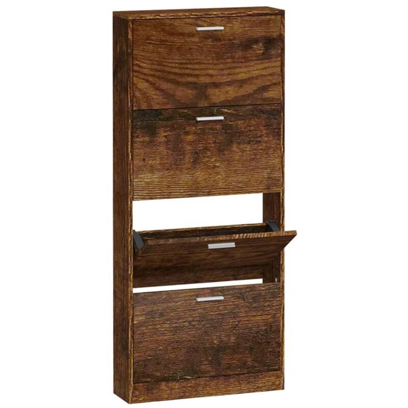 Vidaxl Schuhschrank Räuchereiche 59x17x150 Cm Holzwerkstoff