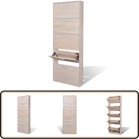 Schuhschrank mit 5 Schuhkippern Holz Eichen-Optik - Schuhschrank - Eichenmöbel - Schuhregal - Garderobe - Aufbewahrungsbox