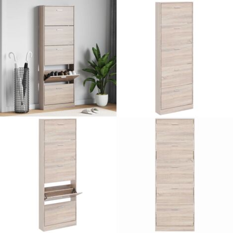 Schuhschrank mit 5 Schuhkippern Holz Eichen-Optik - Schuhschrank - Eichenmöbel - Schuhregal - Garderobe - Aufbewahrungsbox - Home & Living