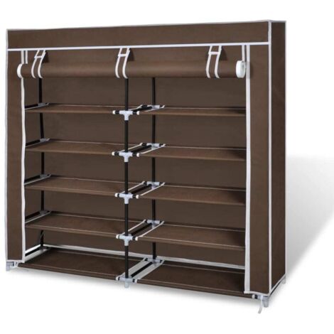 Schuhschrank mit Abdeckung 115 x 28 x 110 cm Braunes Gewebe