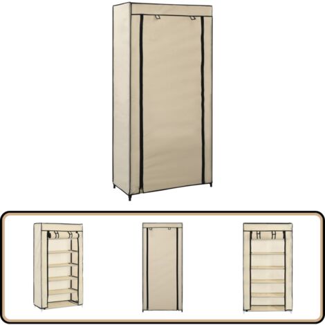 Schuhschrank mit Abdeckung Cremeweiß 58 x 28 x 106 cm Stoff - Schuhschrank - Schuhregal - Aufbewahrung - Schrank - Garderobe