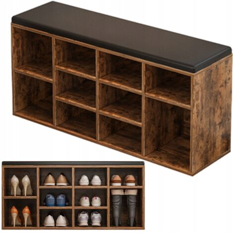 Schuhschrank mit Sitzbank Loft-Flur rustikal braun 104 cm