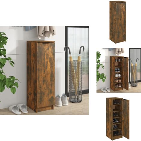 Schuhschrank Räuchereiche 30x35x100 cm Holzwerkstoff - Schuhschrank - Holzwerkstoff - Regal - Garderobe - Einbauschrank