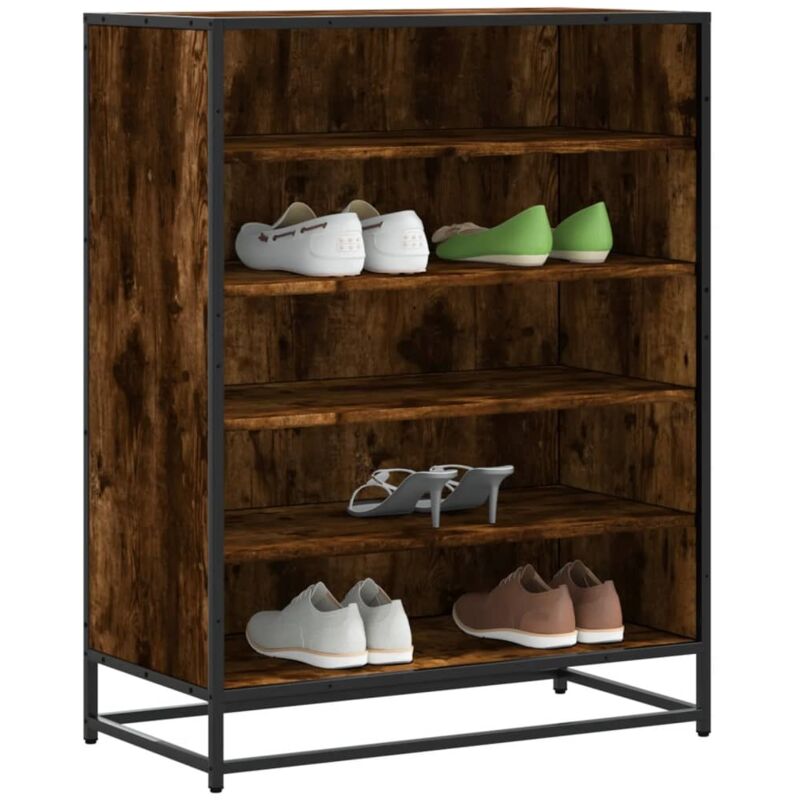 Vidaxl - Schuhschrank Räuchereiche 75x38x97, 5 Cm Holzwerkstoff Metall
