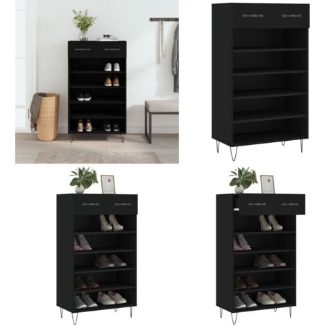 Schuhschrank Schwarz 60x35x105 cm Holzwerkstoff - Schuhschrank - Garderobe - Einbauschrank - Regal - Wohnzimmermöbel - Home & Living