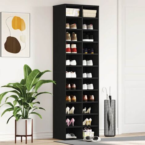 Schuhschrank Schwarz Eichen-Optik 54x34x183 cm Holzwerkstoff vidaXL