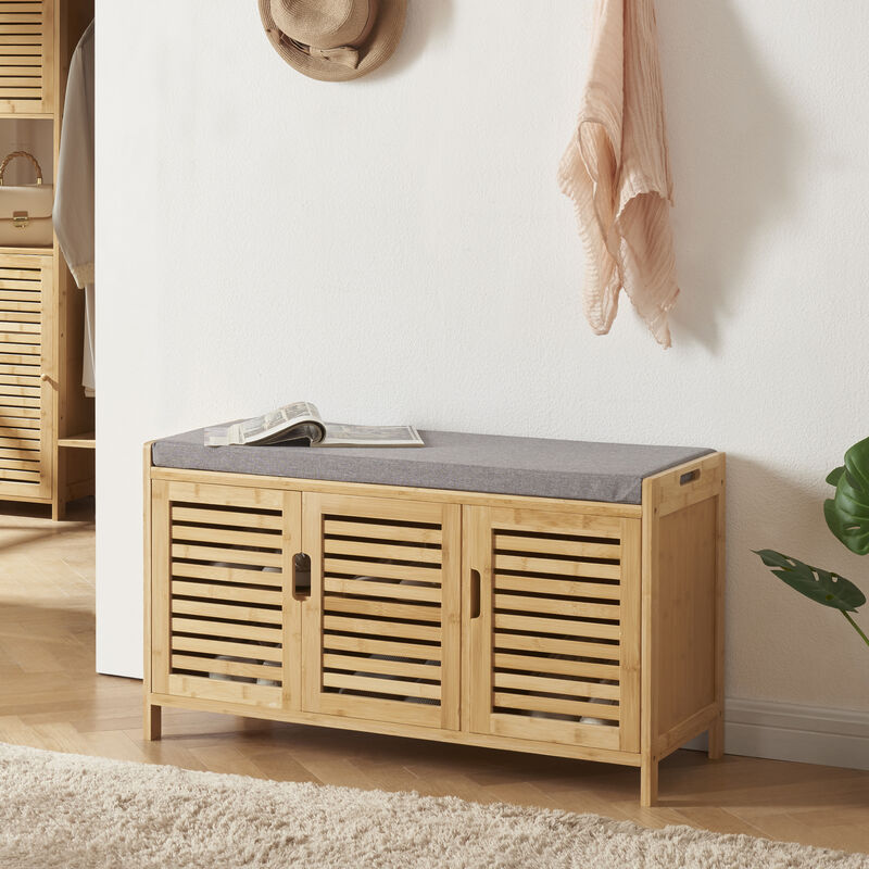 [en.casa] - Schuhschrank Selk Mit Sitzfläche Bambus