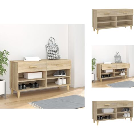 Schuhschrank Sonoma-Eiche 102x35x55 cm Holzwerkstoff - Schuhschrank - Holzwerkstoff - Schrank - Garderobe - Aufbewahrung