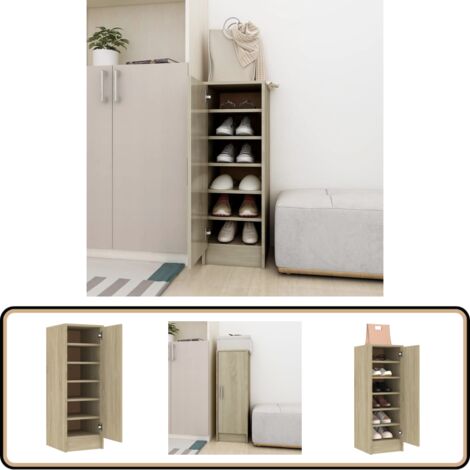 Schuhschrank Sonoma-Eiche 32x35x92 cm Holzwerkstoff - Schuhschrank - Holzwerkstoff - Schuhorganisation - Garderobe - Wohnzimmermöbel