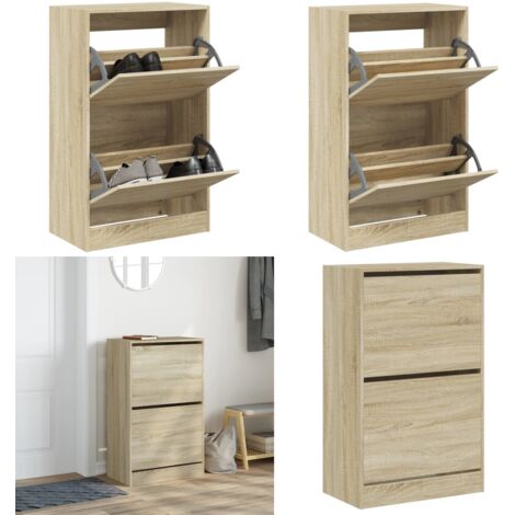 Schuhschrank Sonoma-Eiche 60x34x96,5 cm Holzwerkstoff - Schuhschrank - Schuhregal - Holzwerkstoffmöbel - Garderobe - Einbauschrank - Home & Living
