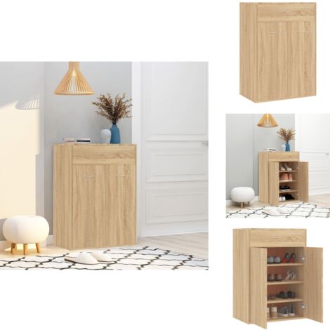 Schuhschrank Sonoma-Eiche 60x35x84 cm Holzwerkstoff - Schuhschrank - Holzschrank - Garderobe - Aufbewahrungsschrank - Wohnzimmermöbel