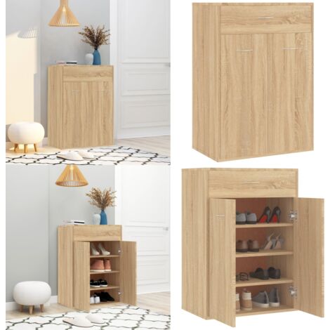 Schuhschrank Sonoma-Eiche 60x35x84 cm Holzwerkstoff - Schuhschrank - Holzschrank - Garderobe - Aufbewahrungsschrank - Wohnzimmermöbel - Home & Living