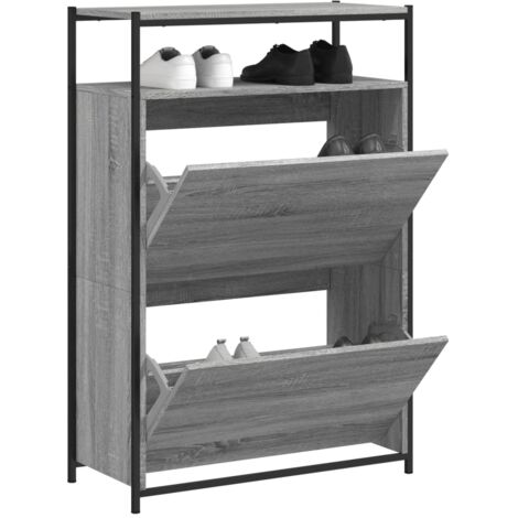 Schuhschrank Sonoma Grau 75x34x112 cm aus Spanplatte