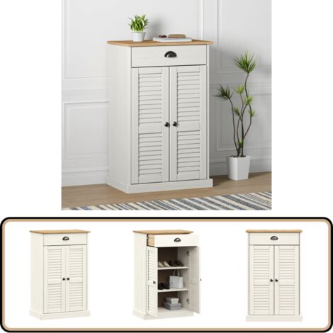 Schuhschrank VIGO Weiß 60x35x96 cm Massivholz Kiefer - Schuhschrank - Holzschrank - Garderobe - Einbauschrank - Regal