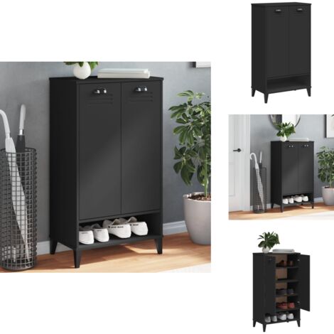 Schuhschrank VIKEN Schwarz Holzwerkstoff - Schuhschrank - Holzwerkstoff - Schwarzer Schuhschrank - Garderobe - Aufbewahrung