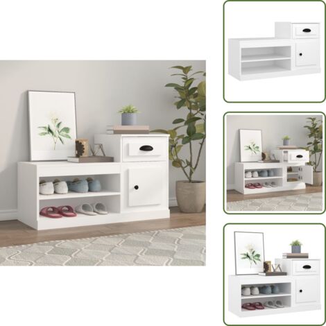 Schuhschrank Weiß 100x42x60 cm Holzwerkstoff - Schuhschrank - Holzwerkstoffmöbel - Garderobe - Aufbewahrungsbox - Weiße Möbel