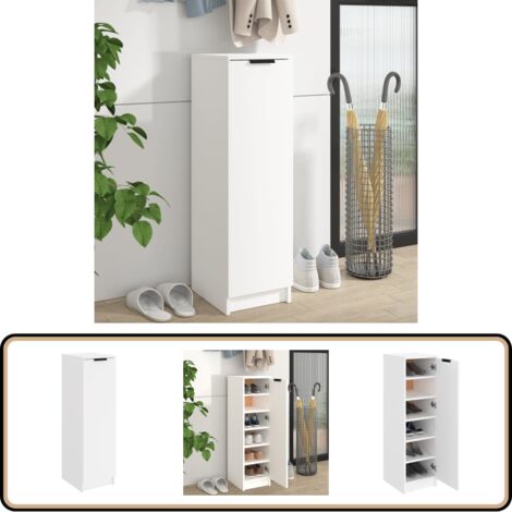 Schuhschrank Weiß 30x35x100 cm Holzwerkstoff - Schuhschrank - Holzwerkstoffmöbel - Weißer Schuhschrank - Garderobe - Einbauschrank