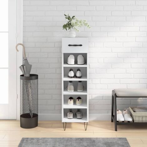 Schuhschrank weiß 30x35x105 cm aus Spanplatte