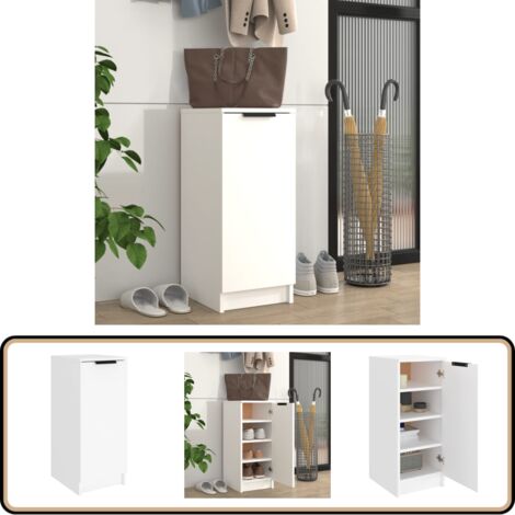 Schuhschrank Weiß 30x35x70 cm Holzwerkstoff - Schuhschrank - Holzwerkstoff - Weißer Schuhschrank - Garderobe - Einbauschrank