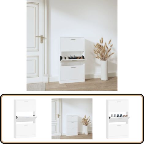 Schuhschrank Weiß 59x17x108 cm Holzwerkstoff - Schuhschrank - Holzwerkstoffmöbel - Garderobe - Schrank - Schuhorganisation