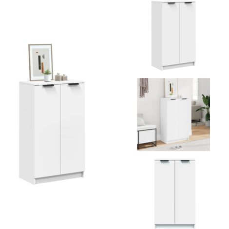 Schuhschrank Weiß 59x35x100 cm Holzwerkstoff - Schuhschrank - Holzwerkstoff - Weißer Schuhschrank - Garderobe - Einbauschrank