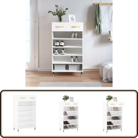 Schuhschrank Weiß 60x35x105 cm Holzwerkstoff - Schuhschrank - Holzwerkstoffmöbel - Garderobe - Einbauschrank - Wohnzimmermöbel