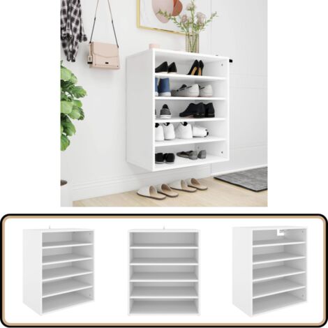 Schuhschrank Weiß 60x35x70 cm Holzwerkstoff - Schuhschrank - Holzwerkstoff - Weißer Schuhschrank - Garderobe - Aufbewahrung