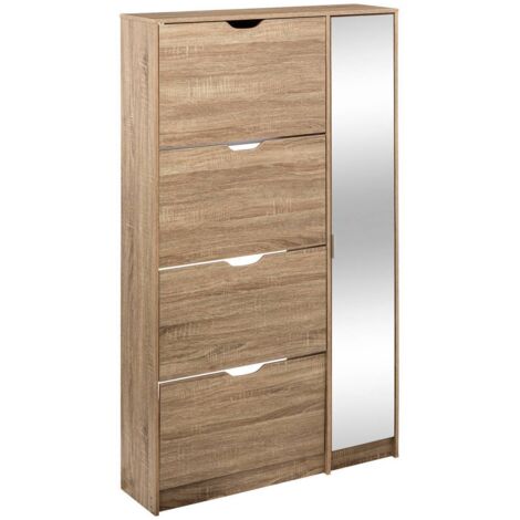 Schuhschrank x21 spiegel mit natürlichem eicheneffekt  - 5five