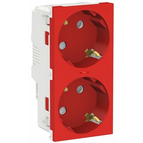 Schuko doble RAPTOR con piloto rojo