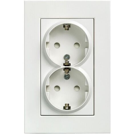 Schuko Doppelsteckdose Siemens mit erhöhtem Berührungsschutz, 125 x 81,2 mm,titanweiß