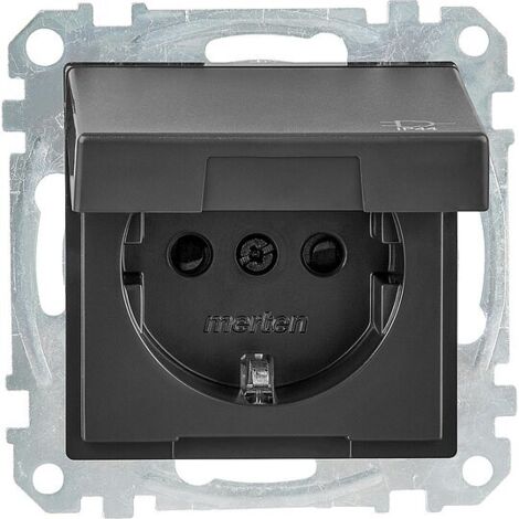 Schuko-Steckdose Merten mit Klappd., System M,IP44,anthrazit