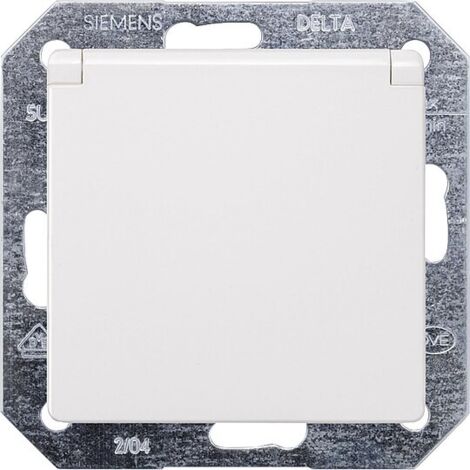 SCHUKO-Steckdose mit Klappdeckel elektroweiß/ Schutzart IP20
