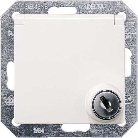 SCHUKO-Steckdose mit Klappdeckel elektroweiß/ Schutzart IP20 m. Berührungsschutz+Schloss/1 Stk.