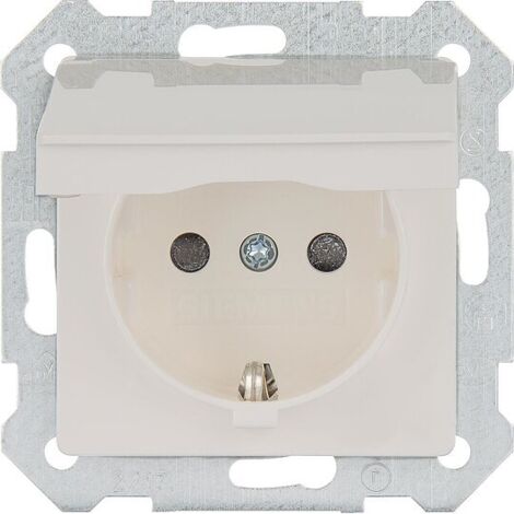 SCHUKO-Steckdose mit Klappdeckel titanweiß/ Schutzart IP20
