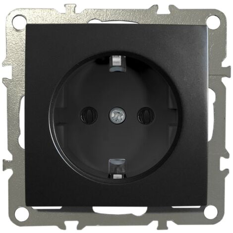 Schuko Steckdose Unterputz Schutzkontakt-Steckdose 1-Fach 16A 220-250V Schwarz Matt