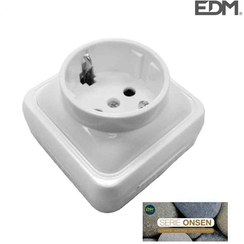 EDM - E3/43162 Base Schuko T/Tl Superficie Serie Onsen(Bolsa Blister)