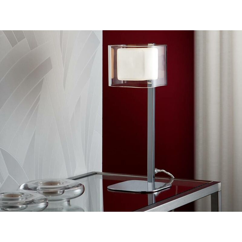 Schuller Cube - Lampe de table en verre chromé, G9