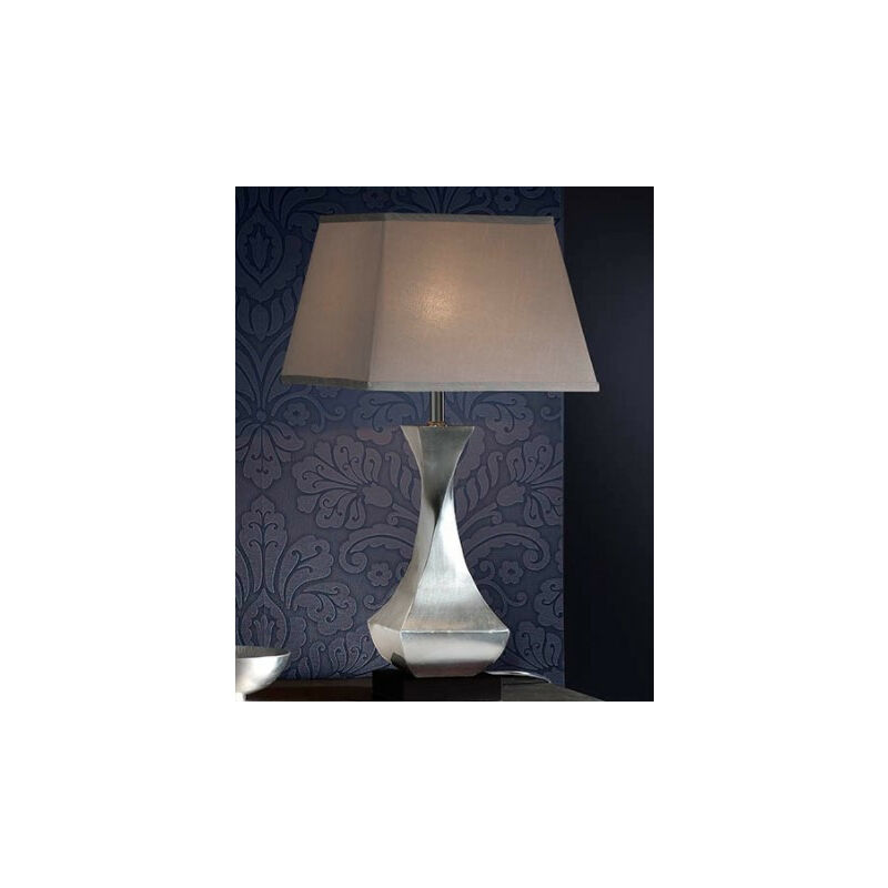Schuller Deco - Lampe de table avec abat-jour rectangulaire et carré, argent, marron, feuille de chrome, 1x E27
