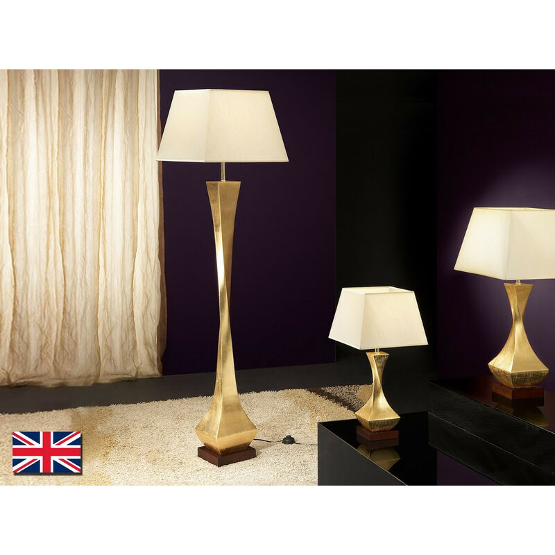 Schuller Lighting - Schuller Deco - Table Lamp with Shades Rectangle & Square, Pdoro, Walnut, Golden, Raw, 1x E27