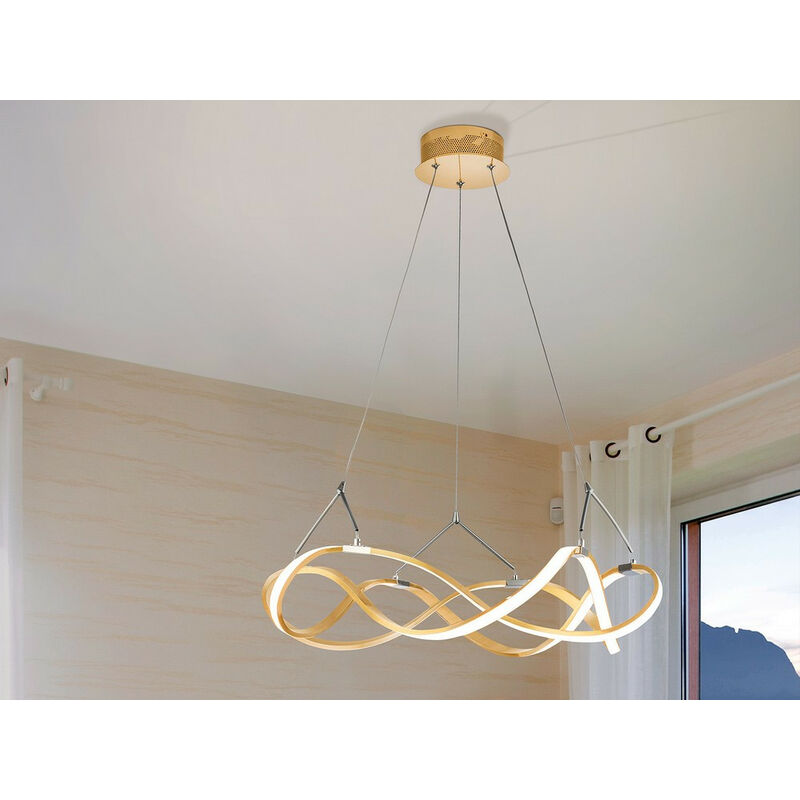 Schuller Lighting - Schuller Molly Modern Dimmable LED Infinity Swirl Ring Designer Pendant Light Rose Gold with Remote Control