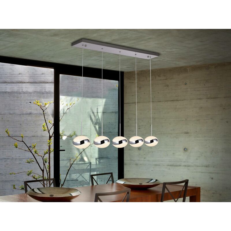 Schuller Lighting - Schuller Lipse - Integrated LED 5 Light Cluster Drop Bar Ceiling Pendant Chrome